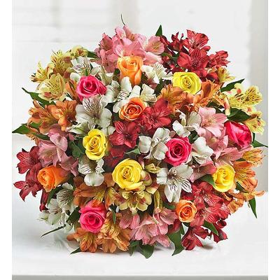 1-800-Flowers Flower Delivery Assorted Roses & Peruvian Lilies Double Bouquet Only | Same Day Delivery Available