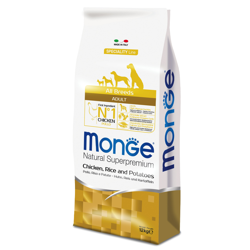 2 x 12 kg Monge Superpremium Crocchette cane - All Breeds Adult Pollo, Riso & Patate