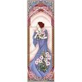 Blue Lady Ceramic Tile Mural Classic Lady Decorative 5 Tiles 6" Fireplace Backsplash Hand Decorated in The UK