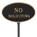 Montague Metal Products Inc. Small Oval No Soliciting Statement Plaque Sign w/ Lawn Stake Metal | 6 H x 10 W x 0.25 D in | Wayfair SP-11sm-LS-BG