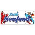 48 x120 FRESH SEAFOOD BANNER SIGN fish market shrimp lobster oysters new sign