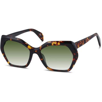 Zenni Women's Geometric Rx Sunglasses Tortoiseshell Plastic Full Rim Frame
