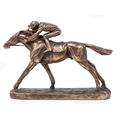 Galloping Racehorse & Jockey Sculpture - Cold Cast Bronze Horse Racing Figurine