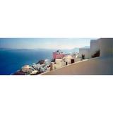 Town at the waterfront Santorini Cyclades Islands Greece Poster Print (18 x 6)