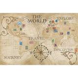 Old World Journey Map Stamps Poster Print by Cynthia Coulter (24 x 36)