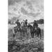 Vintage Civil War print of three Civil War soldiers on horseback sounding the bugle call. Poster Print (23 x 34)