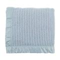 The Wool Company Wool Cellular Blanket - 100% Pure New Wool Bed Blankets with Satin Trim - Super-King 280 x 305 cm Alaskan Blue - Made in England