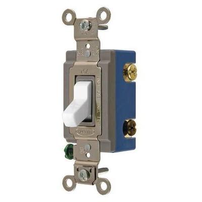 HUBBELL WIRING DEVICE-KELLEMS HBL1203W Wall Switch,White,1/2 HP,3-Way Switch