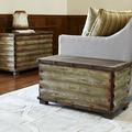 Household Essentials Corrugated Metal Storage Trunk Rustic Silver Small
