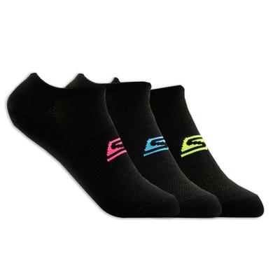 Skechers Women's 3 Pack No Show Stretch Socks | Size Medium | Black | Nylon