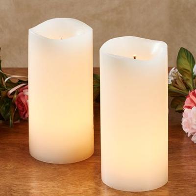 Shama LED Flameless Candles Ivory, Set of Three, Ivory