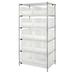 Quantum Storage 6 Shelf Chrome Wire Shelving Unit With 10 Clear Plastic Storage Bins