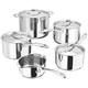 Stellar 7000 S7F4 Set of 5 Stainless Steel Pans 28cm 7.5L Stockpot, 20cm, 18cm, 14cm Saucepans with Lids, 14cm Milk Pan, Induction Ready - Fully Guaranteed