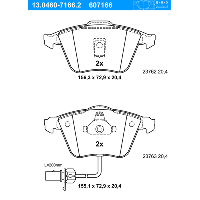 ATE Bremsbeläge vorne (13.0460-7166.2) für Audi A6 C5 Allroad