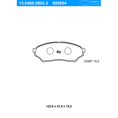 ATE Bremsbelagsatz, Scheibenbremse vorne rechts links für MITSUBISHI MR475453 MN102615 13.0460-5854.2