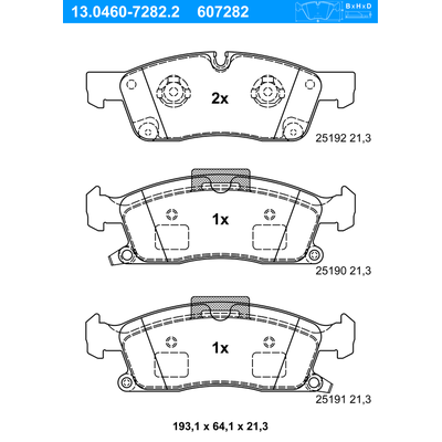 ATE Bremsbelagsatz, Scheibenbremse vorne rechts links für JEEP MERCEDES-BENZ 0004208804 068052370AF A0074208020 13.0460-