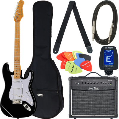 Harley Benton ST-62 MN BK Vintage Bundle 2