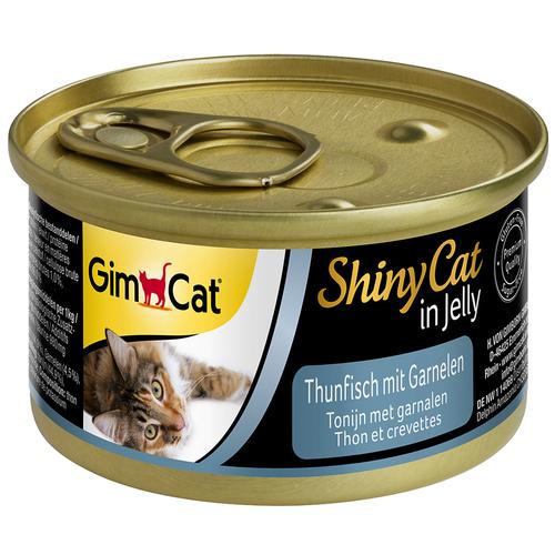 24 x 70g ShinyCat Jelly Thunfisch & Garnelen GimCat Katzenfutter nass