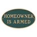 Montague Metal Products Inc. Homeowner Is Armed Statement Garden Plaque Metal | 10 H x 18 W x 0.25 D in | Wayfair SP-54L-W-HGG