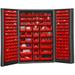 Durham DC48-176-1795 14 Gauge Deep Door Style Lockable Cabinet with 176 Red Hook on Bins Gray - 48 in.