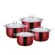 SQ Professional Gems Stainless Steel Stockpot Set with Lids 4pc (Ruby)