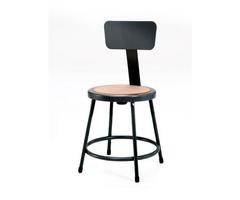 National Public Seating 6200 Series 18" Heavy-Duty Steel Lab Stool with Backrest Black