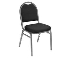 National Public Seating 9260-SV Dome Fabric Padded Stack Chair w/ Pattern Ebony Black Fabric/Silverv