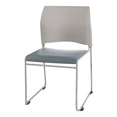 National Public Seating Stacking Chair, Grey With Blue Seat 4/pack