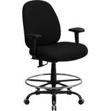 Flash Furniture Big And Tall Black Fabric Drafting Stool With Arms And Extra Wide Seat screenshot. Chairs directory of Office Furniture.
