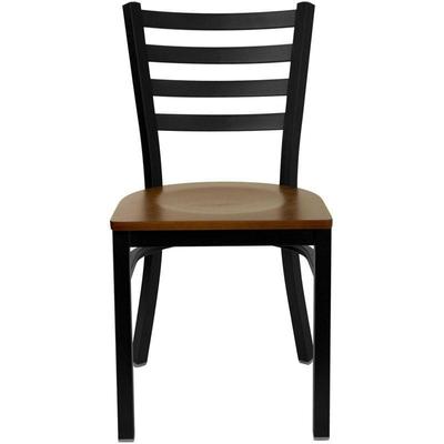 Flash Furniture Black Ladder Back Metal Restaurant Chair With Cherry Wood Seat