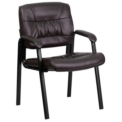 Flash Furniture Brown Leather Executive Side Chair with Black Frame Finish, BT-1404-BN-GG