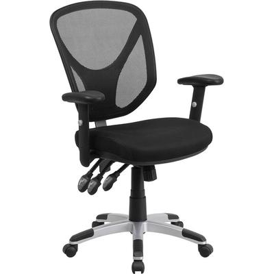 Flash Furniture Go-wy-89-gg Mid-back Black Mesh Chair With Triple Padd