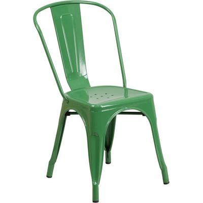 Flash Furniture Green Metal Indoor-Outdoor Stackable Chair, CH-31230-GN-GG