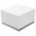 Flash Furniture HERCULES Alon Series White Leather Ottoman with Brushed Stainless Steel Base, ZB-803