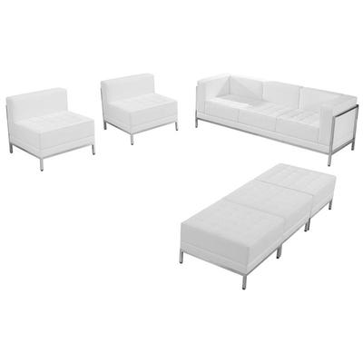 Flash Furniture HERCULES Imagination Series White Leather Sofa Chair & Ottoman Set, ZB-IMAG-SET20-WH