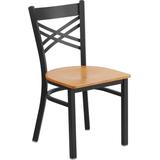 Flash Furniture Hercules Series Black ''X'' Back Metal Restaurant Chair - Natural Wood Seat - Flash screenshot. Chairs directory of Office Furniture.