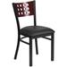 Flash Furniture Hercules Series Upholstered Grid Cutout Back Restaurant Dining Chair in Mahogany and