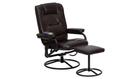 Flash Furniture Massaging Brown Leather Recliner and Ottoman with Metal Bases, BT-703-MASS-BN-GG