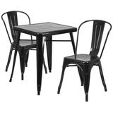 Flash Furniture Metal Indoor Outdoor Table Set with 2 Stack Chairs, Black screenshot. Chairs directory of Office Furniture.