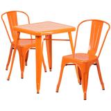 Flash Furniture Metal Indoor Outdoor Table Set with 2 Stack Chairs, Orange screenshot. Chairs directory of Office Furniture.