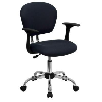 Flash Furniture Mid-Back Gray Mesh Swivel Task Chair with Chrome Base and Arms, H-2376-F-GY-ARMS-GG