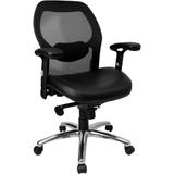 Flash Furniture Mid-Back Super Mesh Office Chair With Black Italian Leather Seat screenshot. Chairs directory of Office Furniture.