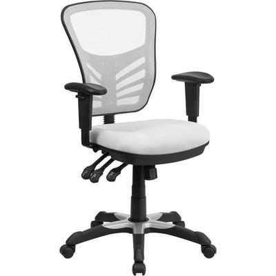 Flash Furniture Mid-Back White Mesh Swivel Task Chair with Triple Paddle Control, HL-0001-WH-GG, HL