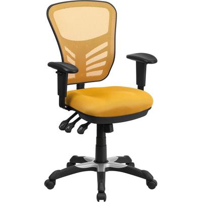 Flash Furniture Mid-Back Yellow-Orange Mesh Swivel Task Chair with Triple Paddle Control, HL-0001-YE