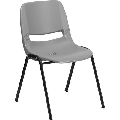 Flash Furniture RUTEO1GYGG Hercules 880 lb. Capacity Gray Ergonomic Shell Stack Chair RUTEO1GYGG