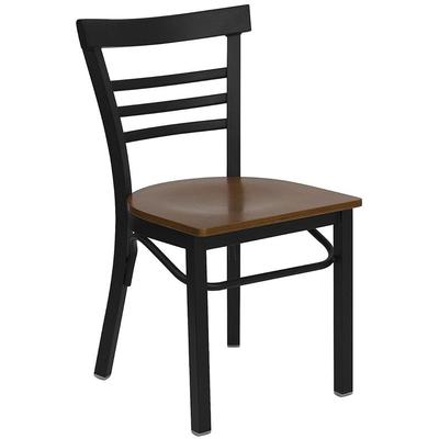 Flash Furniture XUDG6Q6B1LADCHYWGG Hercules Black Ladder Back Metal Restaurant Chair with Cherry Woo