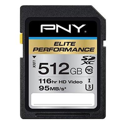 PNY Technologies Elite Performance 512GB SDXC Class 10 UHS-I, U3 Up to 95MB/sec (P-SDX512U3H-GE)