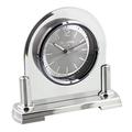 Modern Stylish Glass & Silver Two Tone Quartz Arched Design Mantel Clock by Wm Widdop