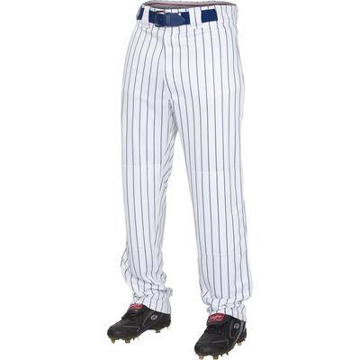 Rawlings Men's Semi-Relaxed Pants with Pin Stripe Design, 2X, White/Navy