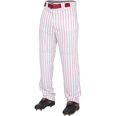 Rawlings Youth Semi-Relaxed Pants with Pin Stripe Design, 2X, White/Scarlet
